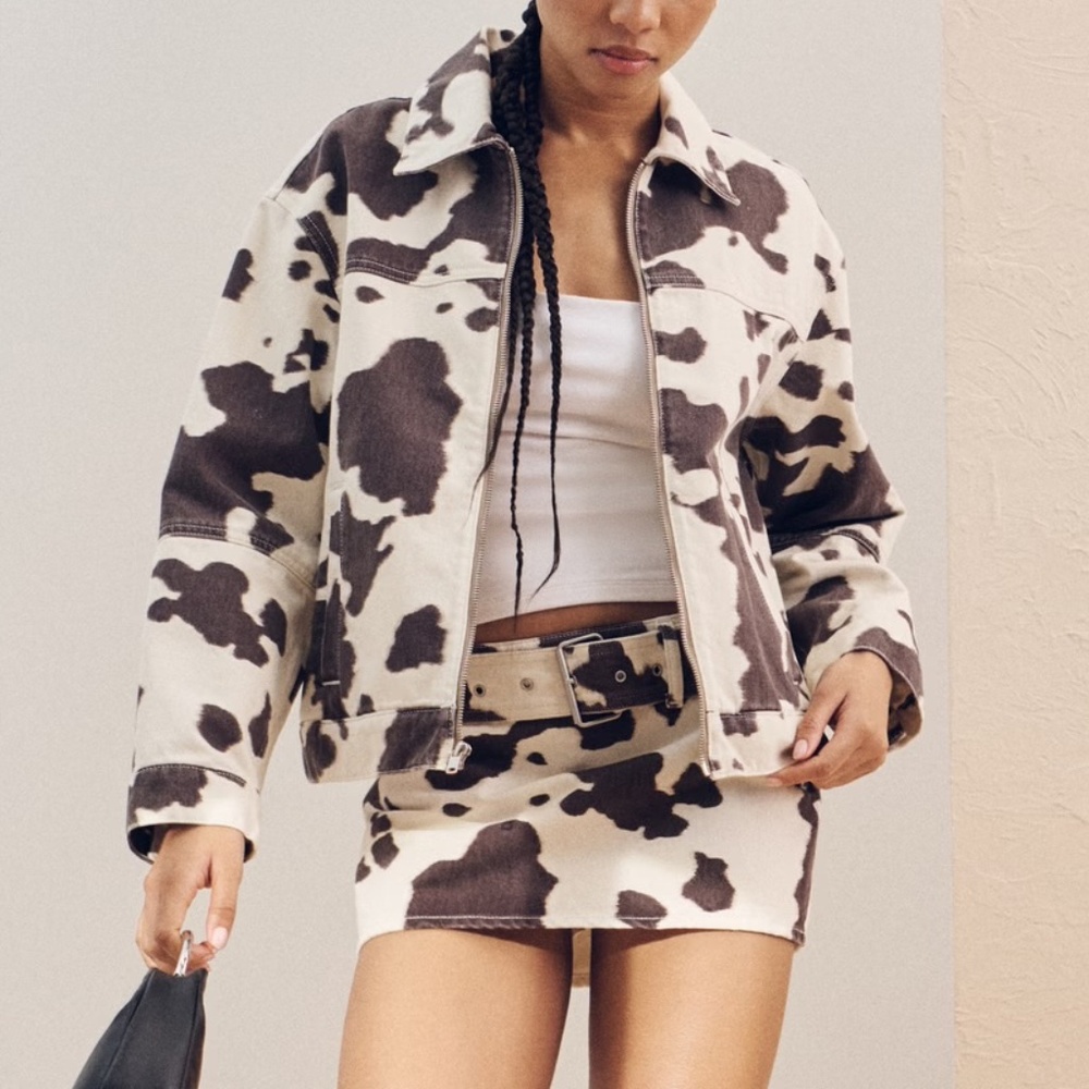 Abercrombie & Fitch Cow Print Skirt - Black and Cream